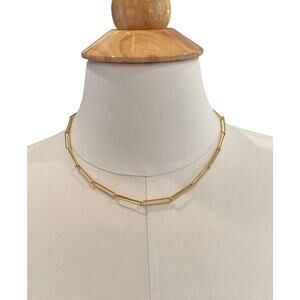 J.Crew Gold Tone Paperclip Chain Choker / Collar Necklace, Classic, Minimalist